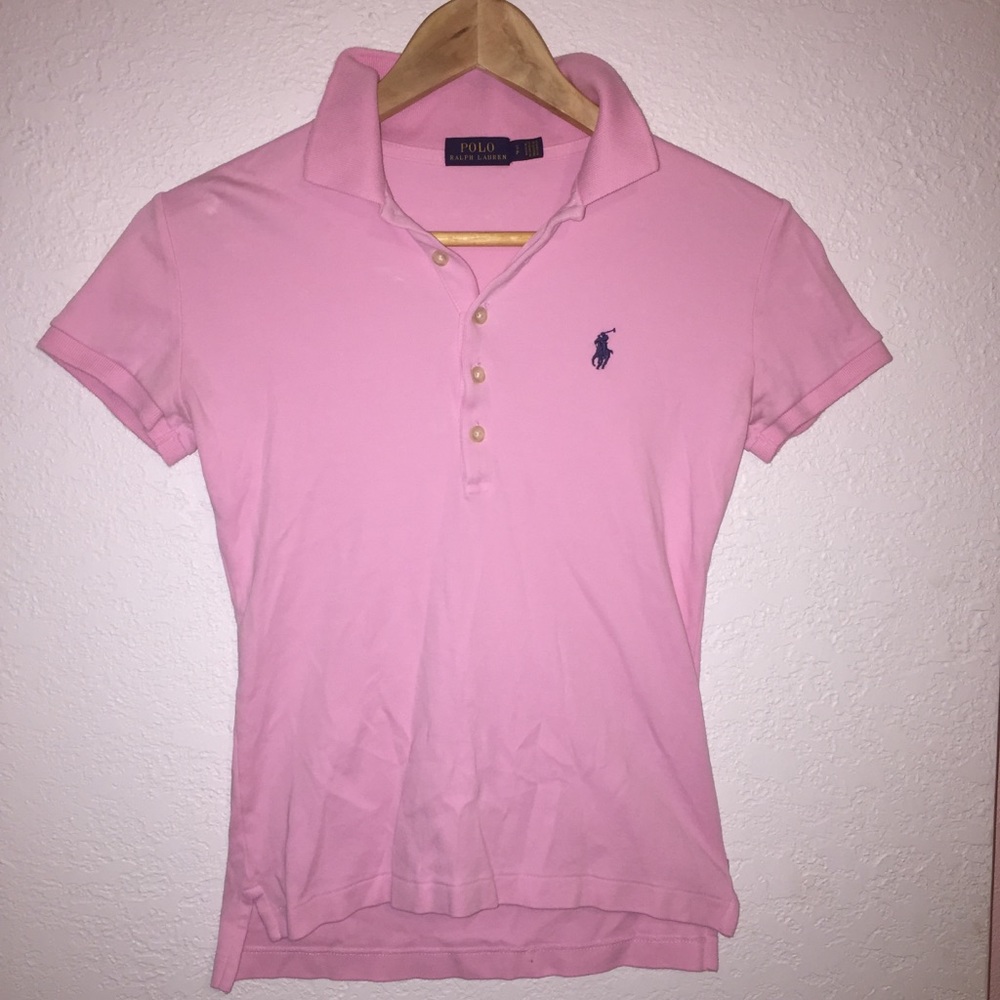 Pink polo collard T-shirt